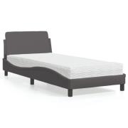vidaXL Bed with Mattress "Dover" Grey 90x200 cm Faux Leather