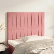 vidaXL Sänggavel rosa 100x5x118/128 cm sammet