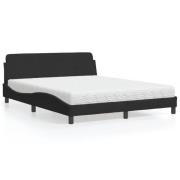 vidaXL Bed with Mattress "Dover" Black 160x200 cm Velvet