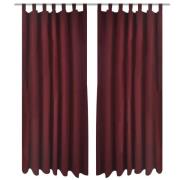 2-pack gardiner med öglor i vinröd microsatin 140 x 245 cm