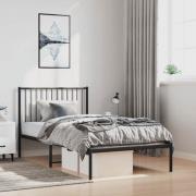 vidaXL Sängram med huvudgavel metall svart 100x200 cm