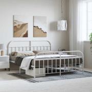 vidaXL Sängram med huvudgavel och fotgavel vit metall 183x213 cm