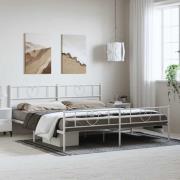 vidaXL Sängram med huvudgavel och fotgavel vit metall 183x213 cm