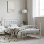 vidaXL Sängram med huvudgavel och fotgavel vit metall 100x190 cm