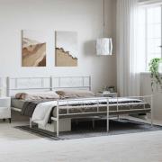 vidaXL Sängram med huvudgavel och fotgavel vit metall 193x203 cm