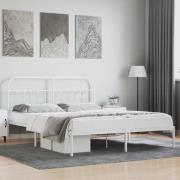 vidaXL Sängram med huvudgavel metall vit 160x200 cm