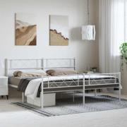 vidaXL Sängram med huvudgavel och fotgavel vit metall 193x203 cm