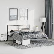 vidaXL Sängram med huvudgavel metall svart 135x190 cm