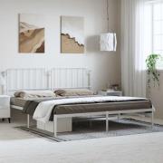 vidaXL Sängram med huvudgavel metall vit 183x213 cm