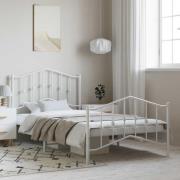 vidaXL Sängram med huvudgavel och fotgavel vit metall 100x200 cm