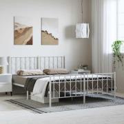 vidaXL Sängram med huvudgavel och fotgavel vit metall 193x203 cm