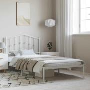 vidaXL Sängram med huvudgavel metall vit 100x190 cm