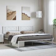vidaXL Sängram med huvudgavel metall vit 193x203 cm