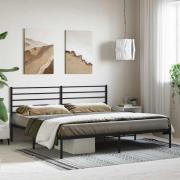 vidaXL Sängram med huvudgavel metall svart 180x200 cm