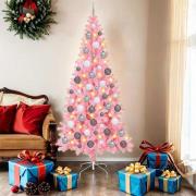 vidaXL Julgran med 300 LED-lampor med stativ Rosa 180 cm PVC