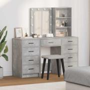 vidaXL Smyckebord med låda 3 pcs Grå 40 x 41 x 135 cm Konstruerat trä
