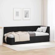vidaXL Hörn Sängram med huvudgavel Svart 80 cm x 200 cm Sammet