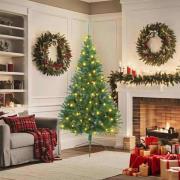 vidaXL Konstgjord Förbelyst Julgran med 300 LED-lampor Grön 180 cm PVC