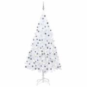 vidaXL Belyst plastgran med kulor vit 210 cm PVC
