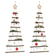 vidaXL Hängande julgranar med toppstjärnor 2 st 55x120 cm naturlig gre...