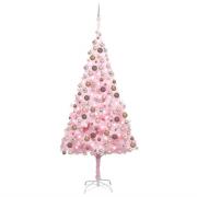 vidaXL Belyst plastgran med kulor rosa 240 cm PVC