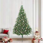 vidaXL Konstgjord Förbelyst Julgran med 300 LED-lampor Grön 240 cm PVC