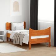 vidaXL Sängram utan madrass vaxbrun 100x200 cm massiv furu