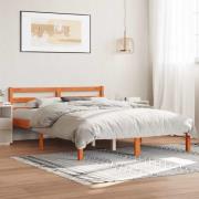 vidaXL Sängram utan madrass vaxbrun 140x190 cm massiv furu