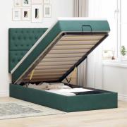 vidaXL Ottoman sängram med madrasser mörkgrön 90x190 cm sammet