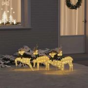 vidaXL LED Renar 4 pcs Guld tyg