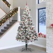 vidaXL Julgran med dekorativa strängljus Vit 300 cm PVC