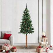 vidaXL Smal julgran med 300 LED-lampor Grön 210 cm PVC och solid furu