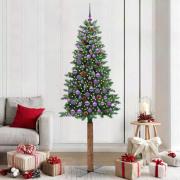 vidaXL Smal julgran med 300 LED-lampor Grön 210 cm PVC och solid furu