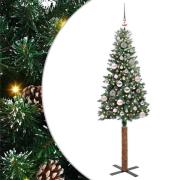 vidaXL Smal julgran med stativ Grön och Vit 150 cm PVC och solid furu