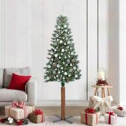 vidaXL Smal julgran med stativ Grön och Vit 210 cm PVC och solid furu