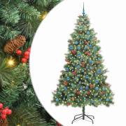 vidaXL Konstgjord julgran med LED -remsljus Grön 240 cm PVC och metall