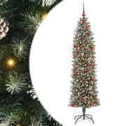 vidaXL Konstgjort smalt julträd med 300 LED-lampor Grön och vit 180 cm