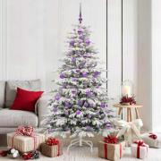 vidaXL Plast Hingad Julgran med LED -remsljus Vit 180 cm PE och PVC