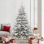 vidaXL Plast Hingad Julgran med LED -remsljus Vit 210 cm PE och PVC