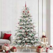 vidaXL Plast Hingad Julgran med LED -remsljus Vit 240 cm PE och PVC