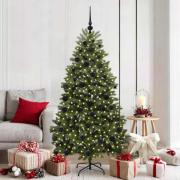 vidaXL Konstgjord julgran med LED -remsljus Grön 180 cm PVC och metall