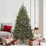 vidaXL Konstgjord julgran med LED -remsljus Grön 180 cm PVC och metall
