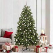 vidaXL Konstgjord julgran med LED -remsljus Grön 210 cm PVC och metall