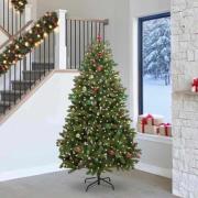 vidaXL Konstgjord julgran med LED -remsljus Grön 240 cm PVC och metall