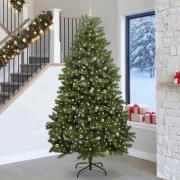 vidaXL Konstgjord julgran med LED -remsljus Grön 270 cm PVC och metall