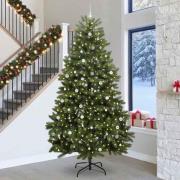 vidaXL Konstgjord julgran med LED -remsljus Grön 300 cm PVC och metall