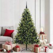 vidaXL Konstgjord uppfällbar julgran 300 LEDs Grön 180 cm PVC och PE