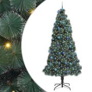 vidaXL Konstgjord förbelyst julgran med kulset Grön 240 cm PET