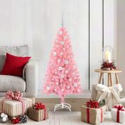 vidaXL Julgran med 150 LED-lampor med stativ Rosa 120 cm PVC