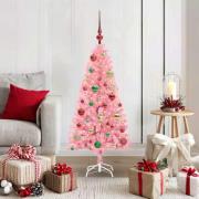 vidaXL Julgran med 150 LED-lampor med stativ Rosa 120 cm PVC